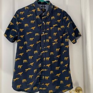 Men’s shirtsleeve button down with jaguar print